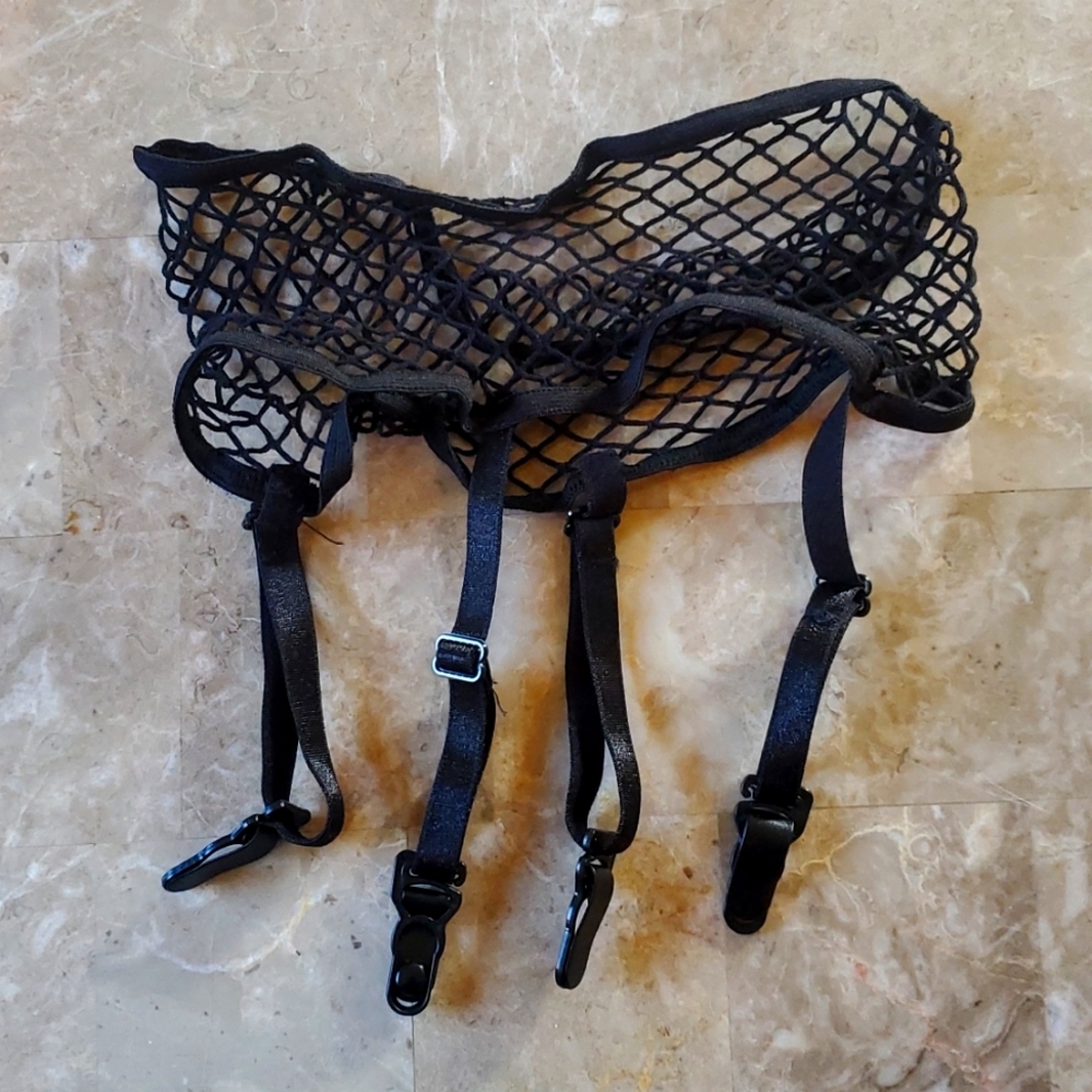 Fishnet garter belt